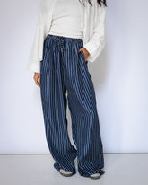 Soft denim strip pants