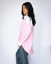 Embroidered rose strip shirt