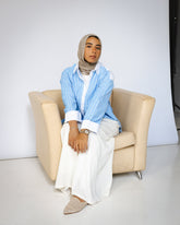 Embroidered light blue strip shirt