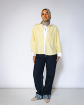 Embroidered light yellow strip shirt