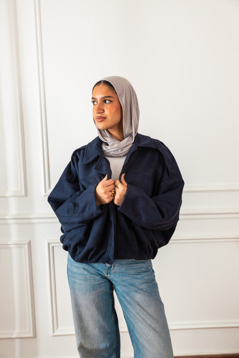 Drape Suede Navy Jacket