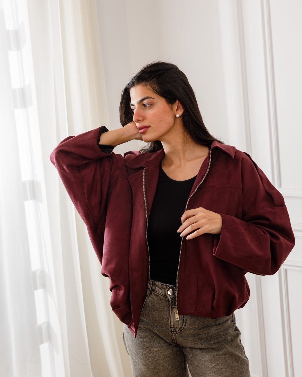 Drape Suede Burgundy Jacket