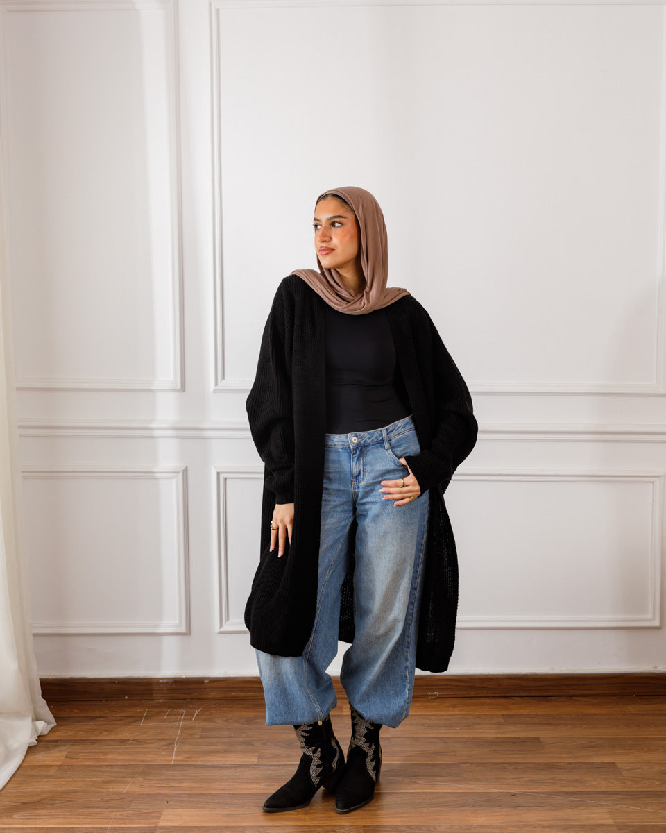 Knitted Wool Black Cardigan