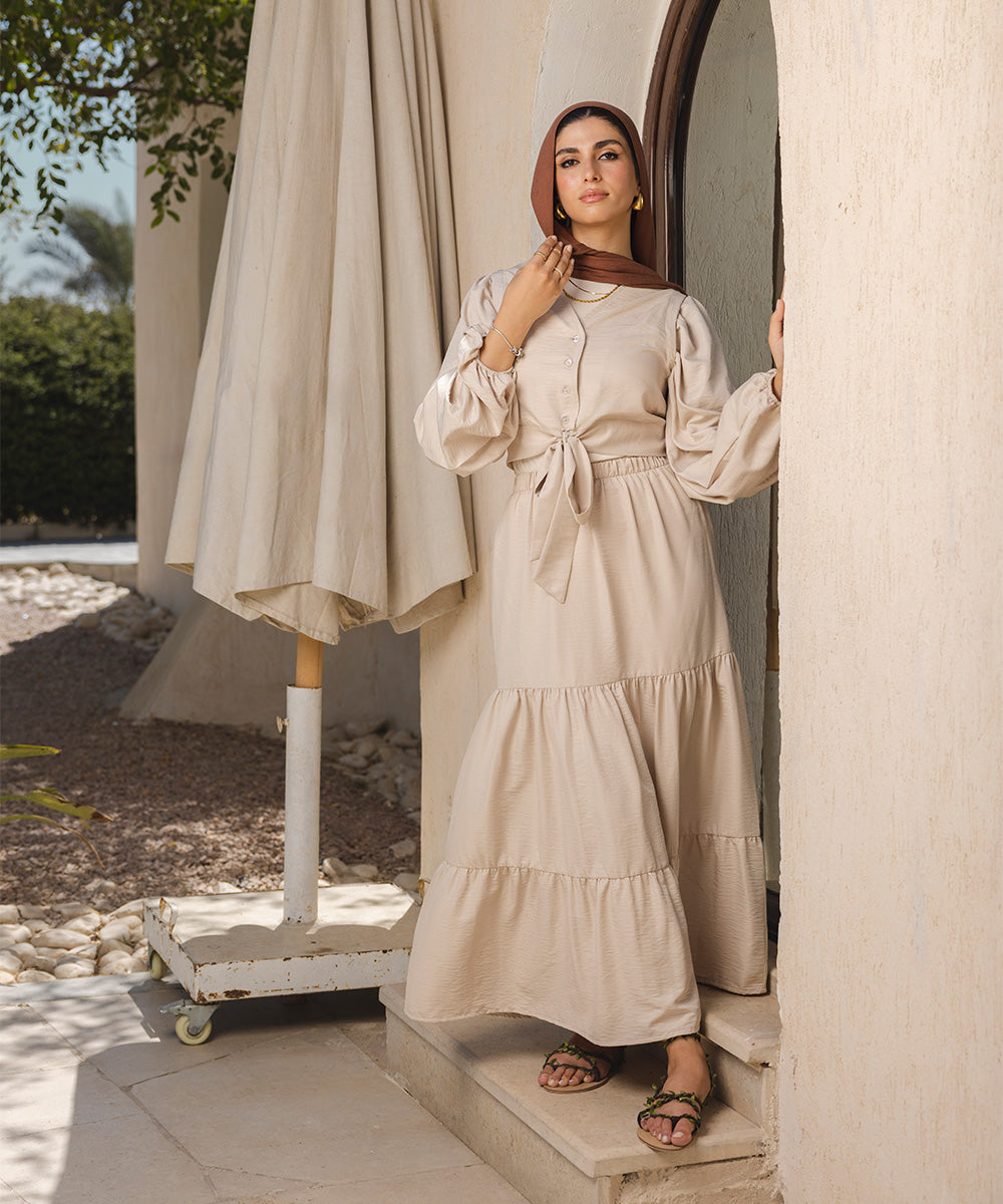 Beige Ruffle Set
