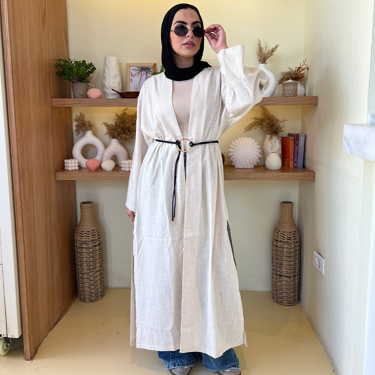 Linen Cardigan White