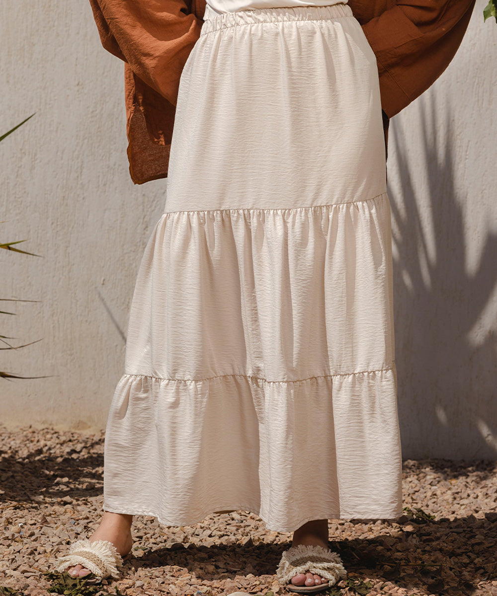 Beige Ruffle Skirt