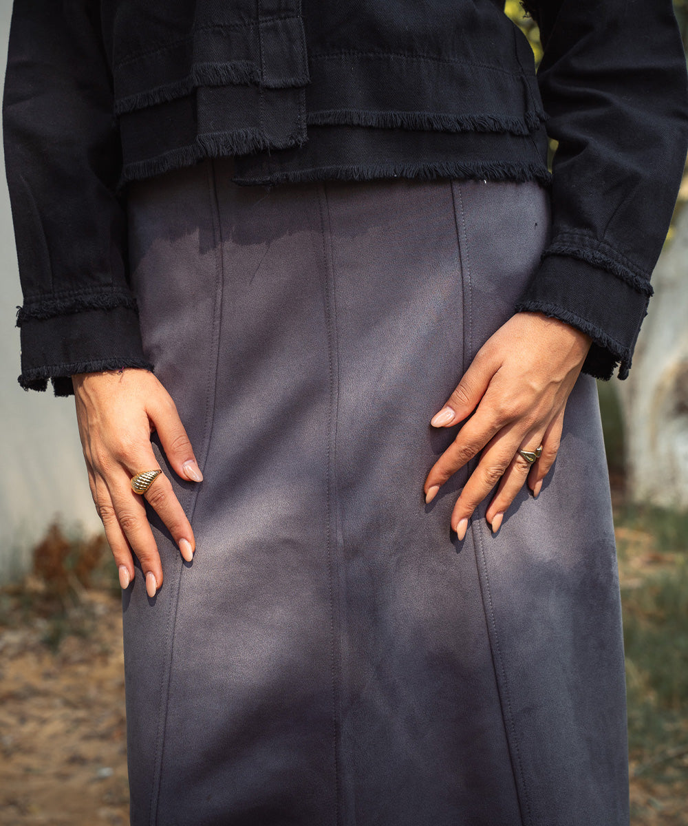 Gray Forever Young Suede Skirt