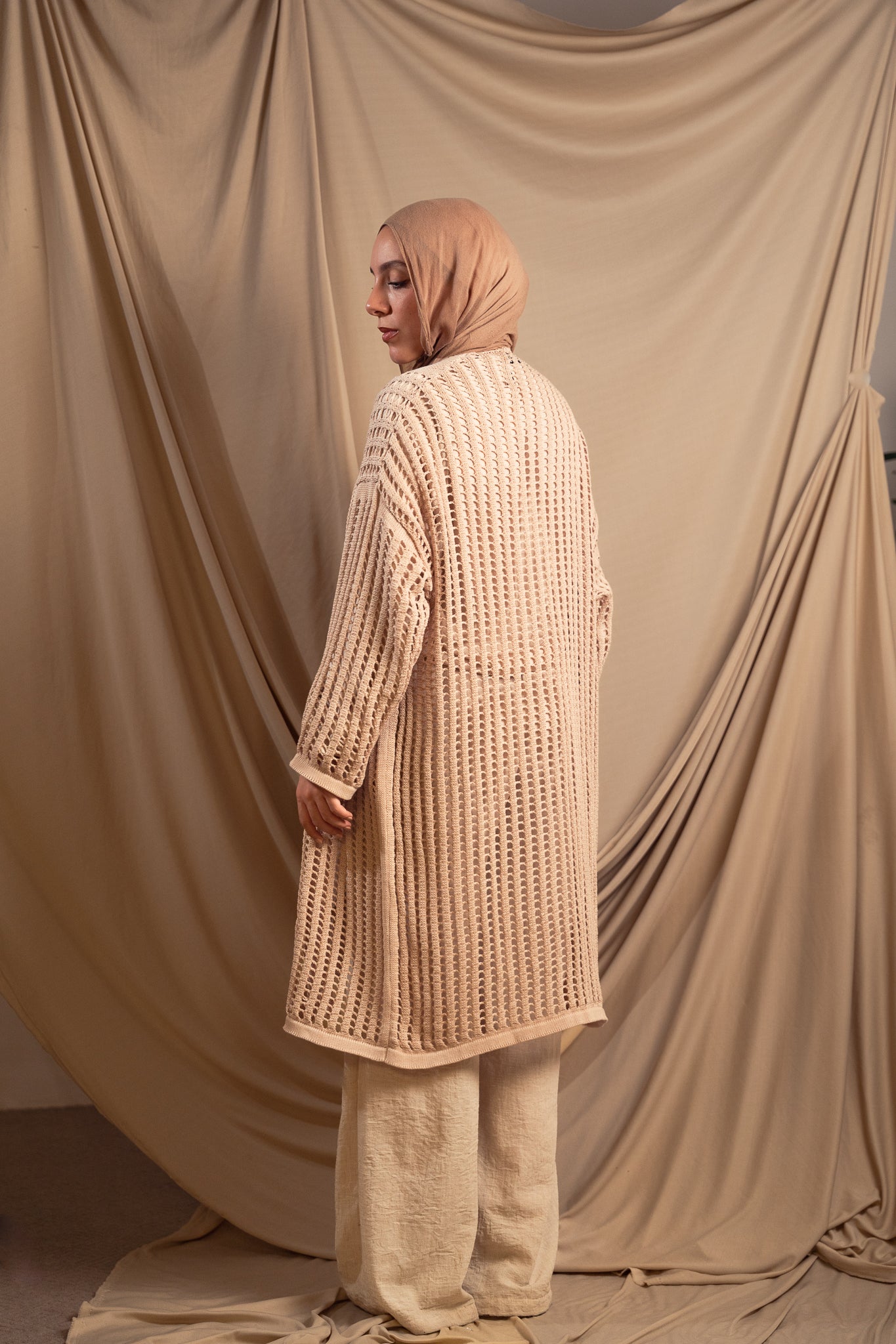 Beige Crochet Cardigan