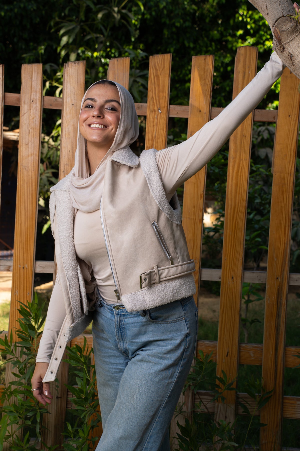 Cream Beige Savvy Leather Vest