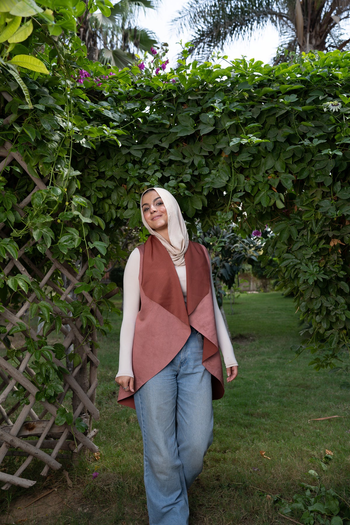 Pink Cashmere Flowy Cut Suede Vest