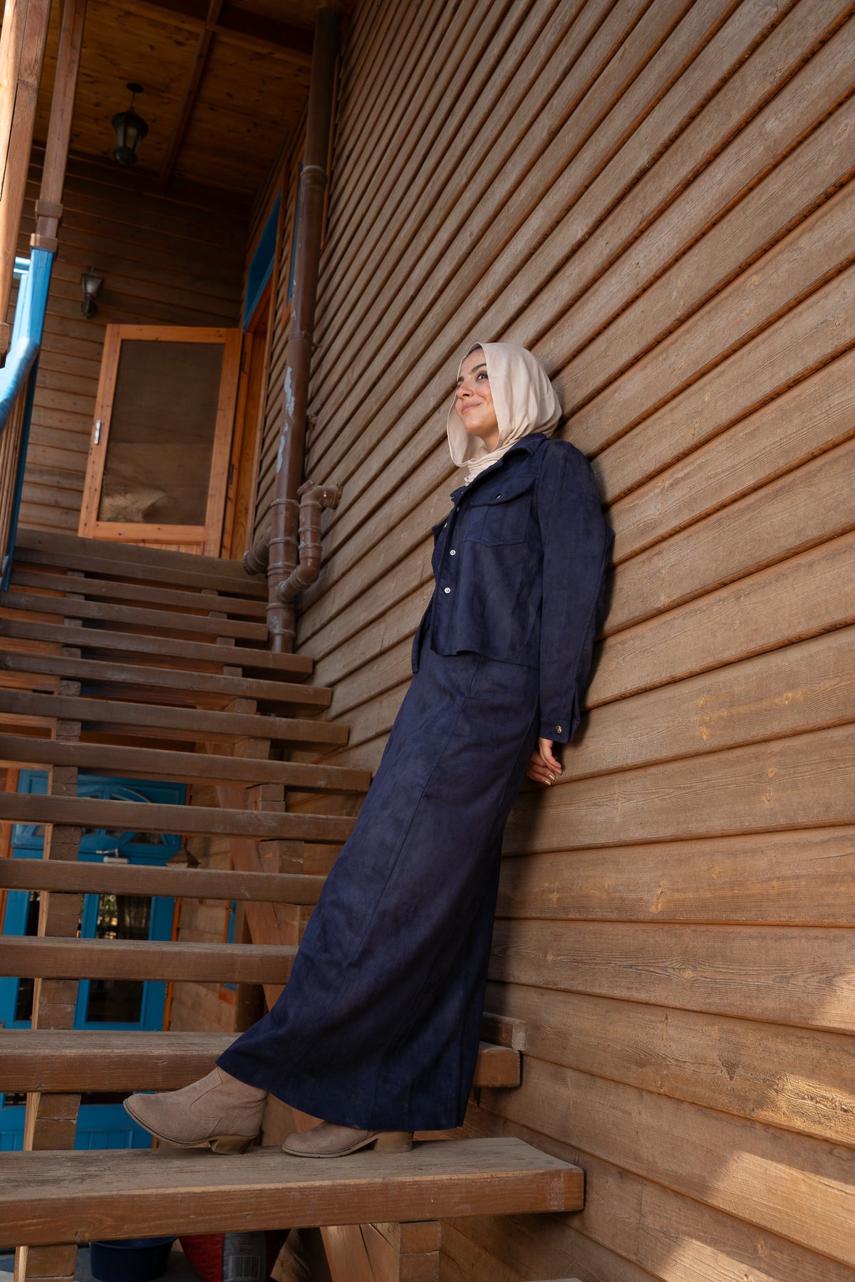 Navy Blue Forever Young Suede Skirt